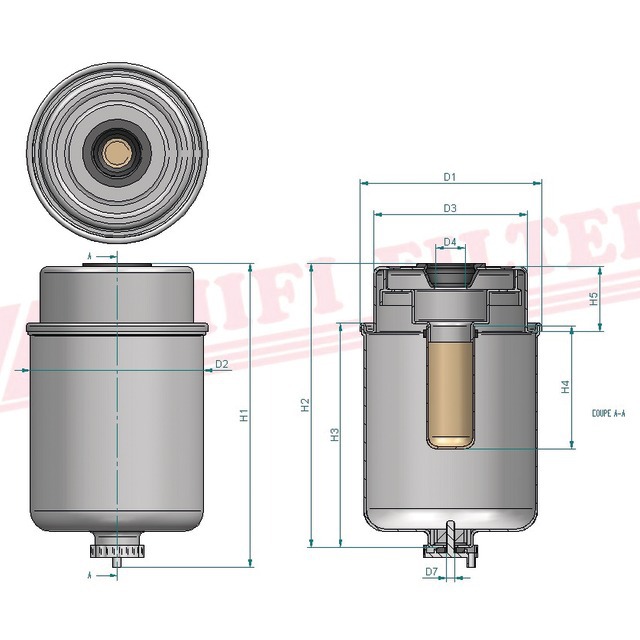 Filtre A Gasoil Separateur D'eau SN 70151 Hifi Filter référence fournisseur HIFSN70151